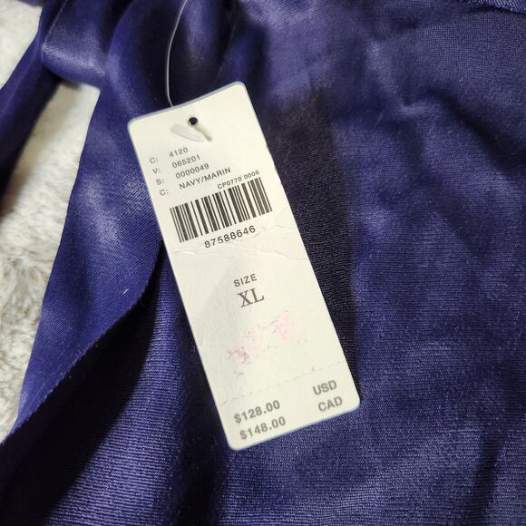 NWT Anthropologie Navy Blue Viscose Asymmetrical Wrap Tie Waist Midi Skirt - XL - Picture 9 of 12